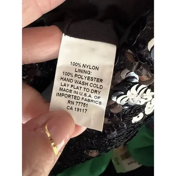 Y2k Betsey Johnson Vintage Women's LARGE Black Sequined Short-Sleeve Crop Jacket - Picture 7 of 12